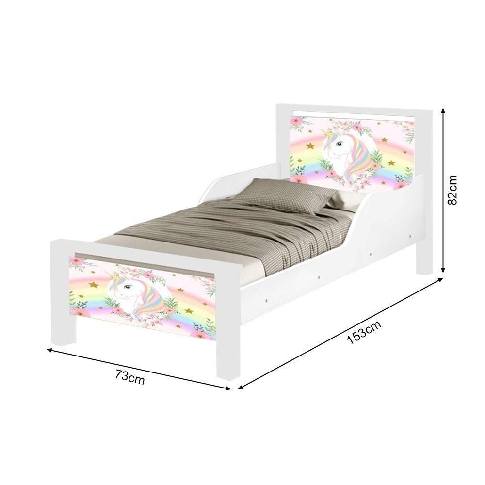 Mini Cama Infantil Unicórnio Adesivada Com Colchão Branco - 3