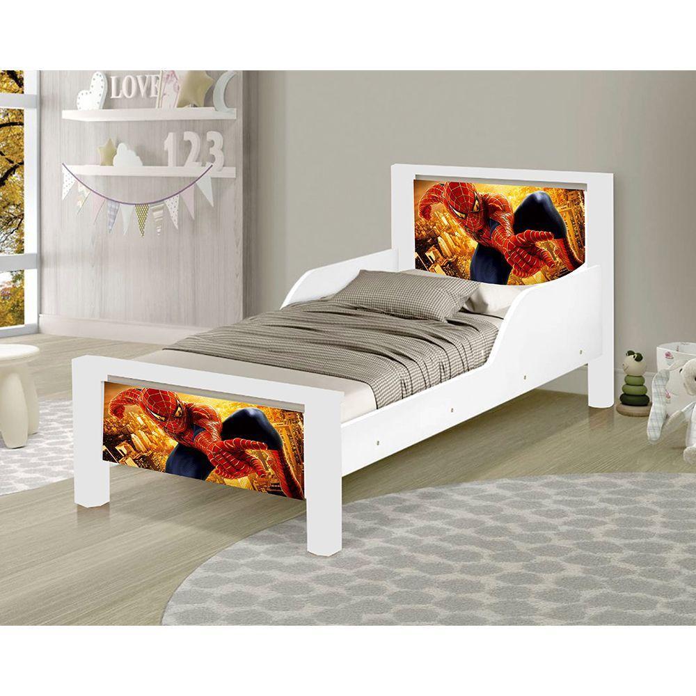 Mini Cama Infantil Spider Adesivada Com Colchão Branco - 1