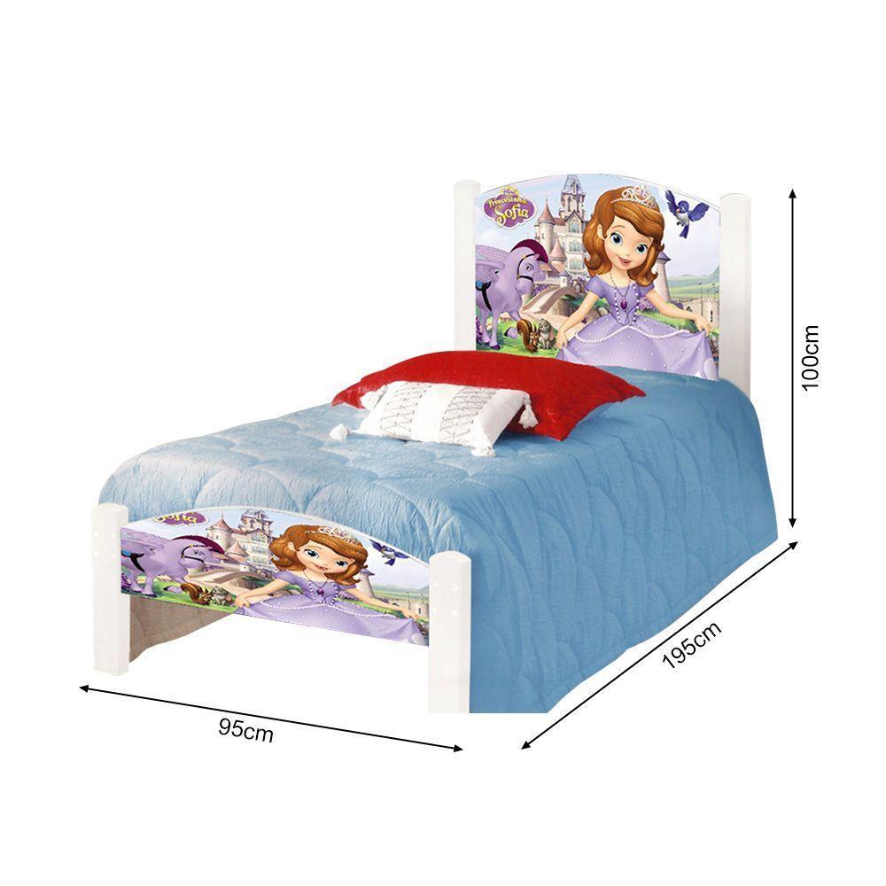 Cama Solteiro Infantil Princesa Sofia+Colchão Branco - 3