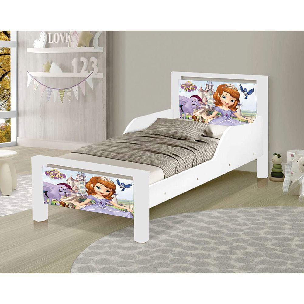 Mini Cama Infantil Sofia Adesivada Com Colchão Branco - 1