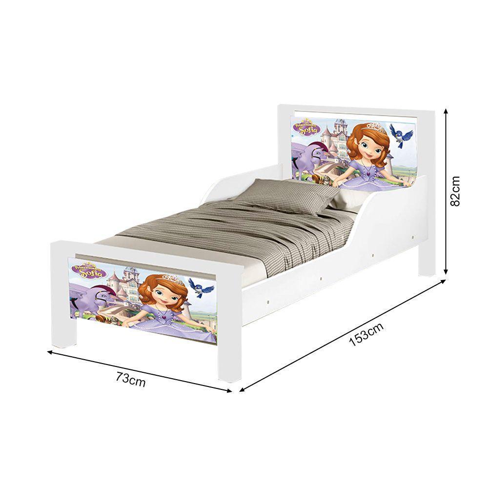 Mini Cama Infantil Sofia Adesivada Com Colchão Branco - 3
