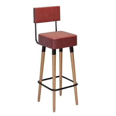 Kit 06 Banquetas Alta Corano Vermelho Telha Pés Palito