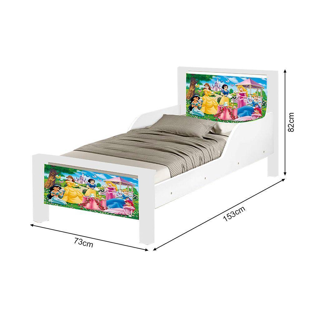 Mini Cama Infantil Princesas Adesivada Com Colchão Branco - 2