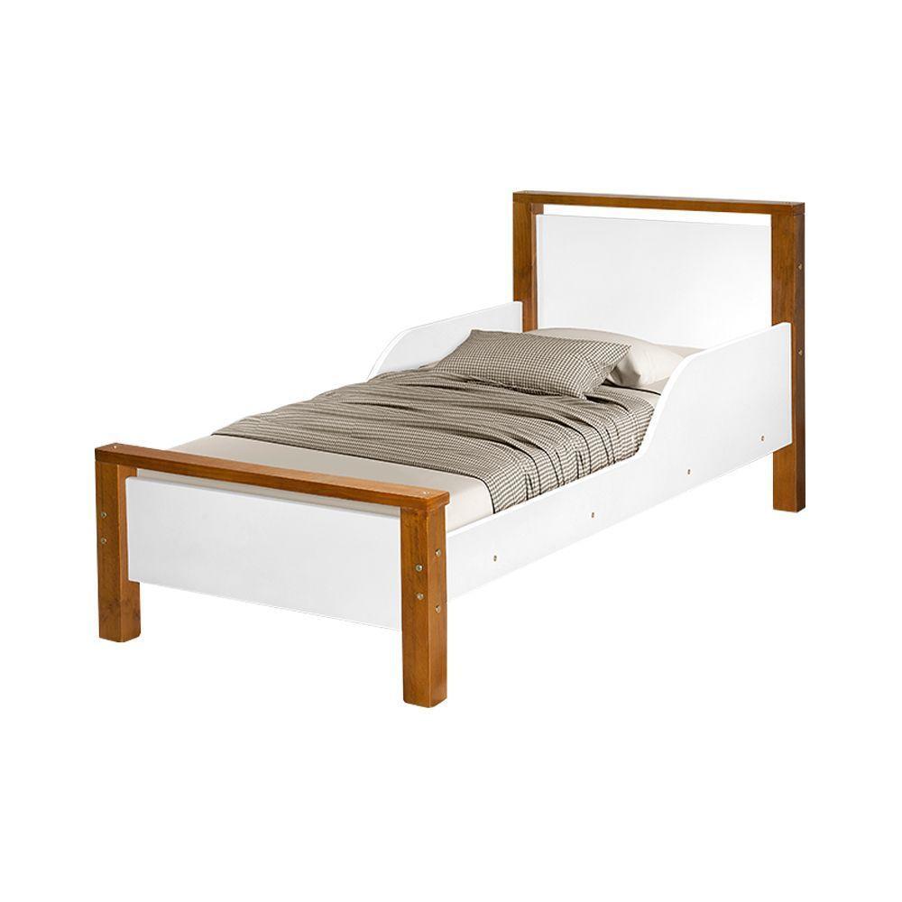 Mini Cama Infantil Montessoriana Branca E Mel+Colchão Branco - 5