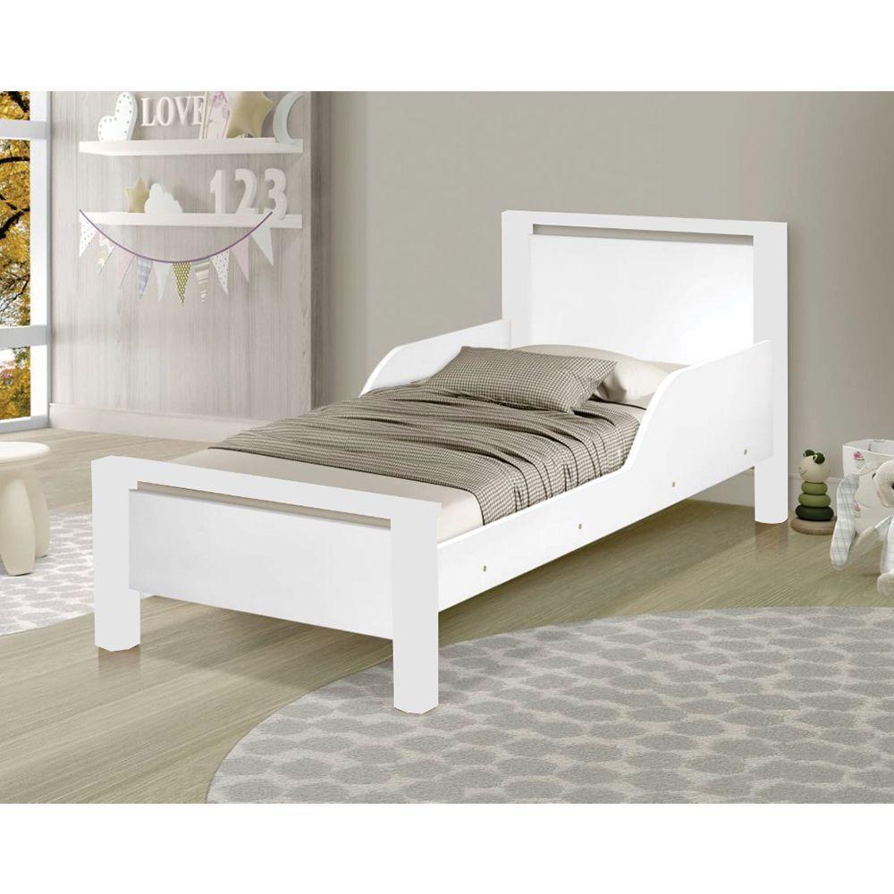 Mini Cama Infantil Branca Com Colchão 148X68X10 Cm Branco - 1