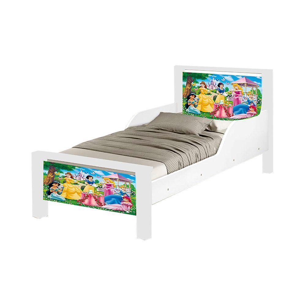 Mini Cama Infantil As Princesas Adesivada Com Colchão Branco - 5
