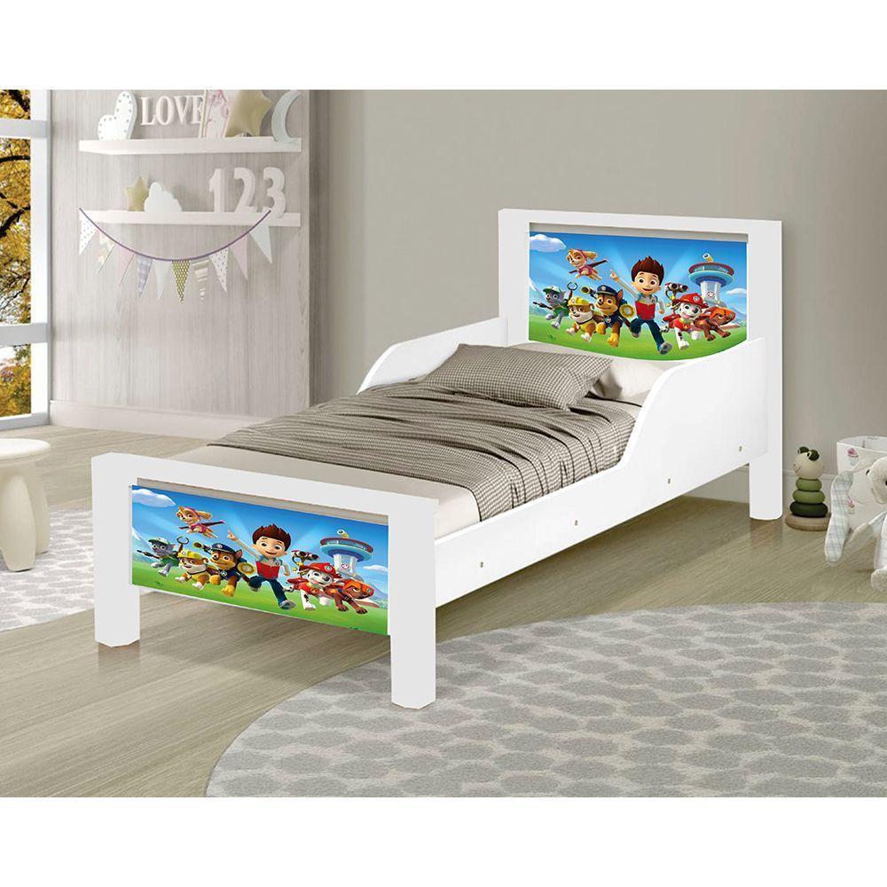 Mini Cama Infantil Cães Adesivada Com Colchão Branco - 1
