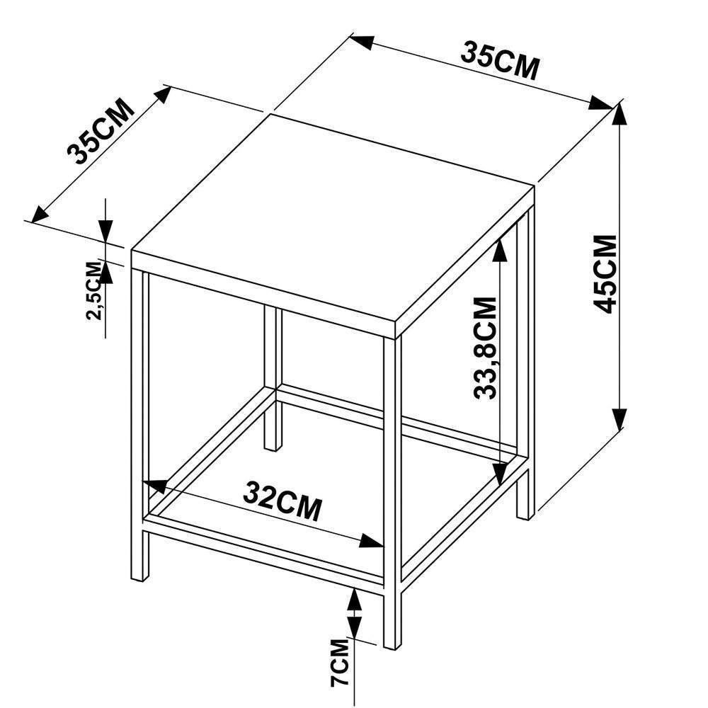 Kit 2 Banquetas Baixas Estilo Industrial Steel Quadra Vermont Base Preta - Artesano - 2
