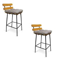 Kit 02 Banquetas Costela Suede Grafite Base Metal - 2