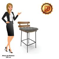 Kit 02 Banquetas Costela Suede Grafite Base Metal - 7