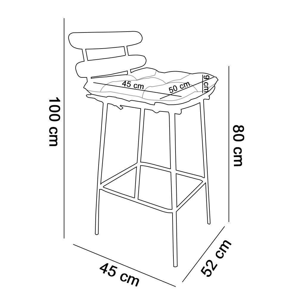 Kit 04 Banquetas Costela Suede Grafite Base Metal - 3