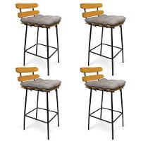 Kit 04 Banquetas Costela Suede Grafite Base Metal - 2