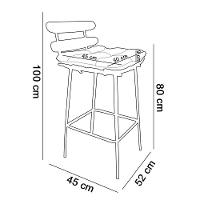 Kit 04 Banquetas Costela Suede Grafite Base Metal - 3