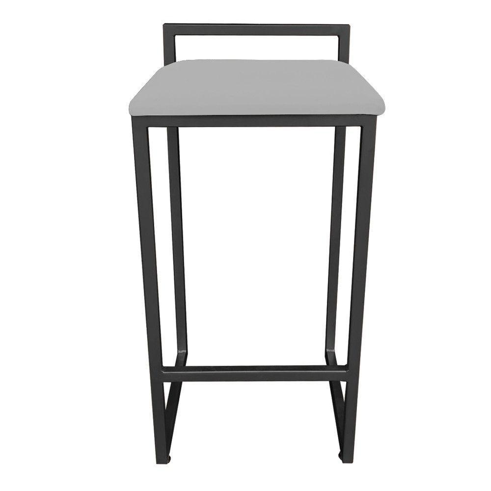 Conjunto 02 Banquetas Pietra Suede Base Preto Cinza - 8