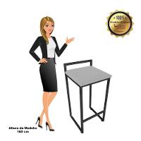 Conjunto 02 Banquetas Pietra Suede Base Preto Cinza - 5