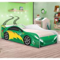 Cama Carro Menino Verde Solteiro Com Colchão - 1