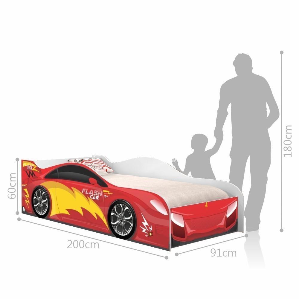 Cama Carro Menino Vermelho Solteiro Com Colchão - 3