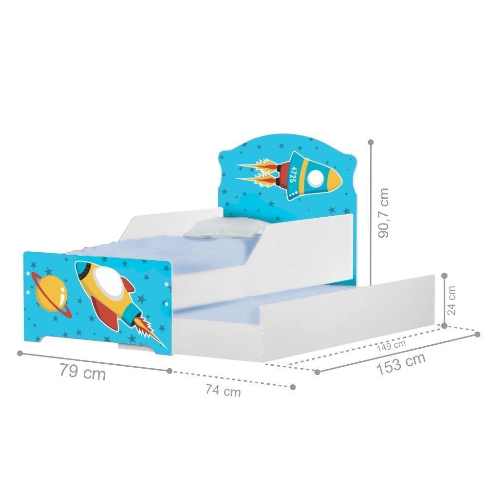 Mini Cama Infantil Com Auxiliar Pop Foguete Com Colchões - 3