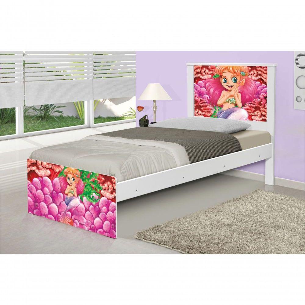 Cama Solteiro Adesivada Sereia E Corais - 1