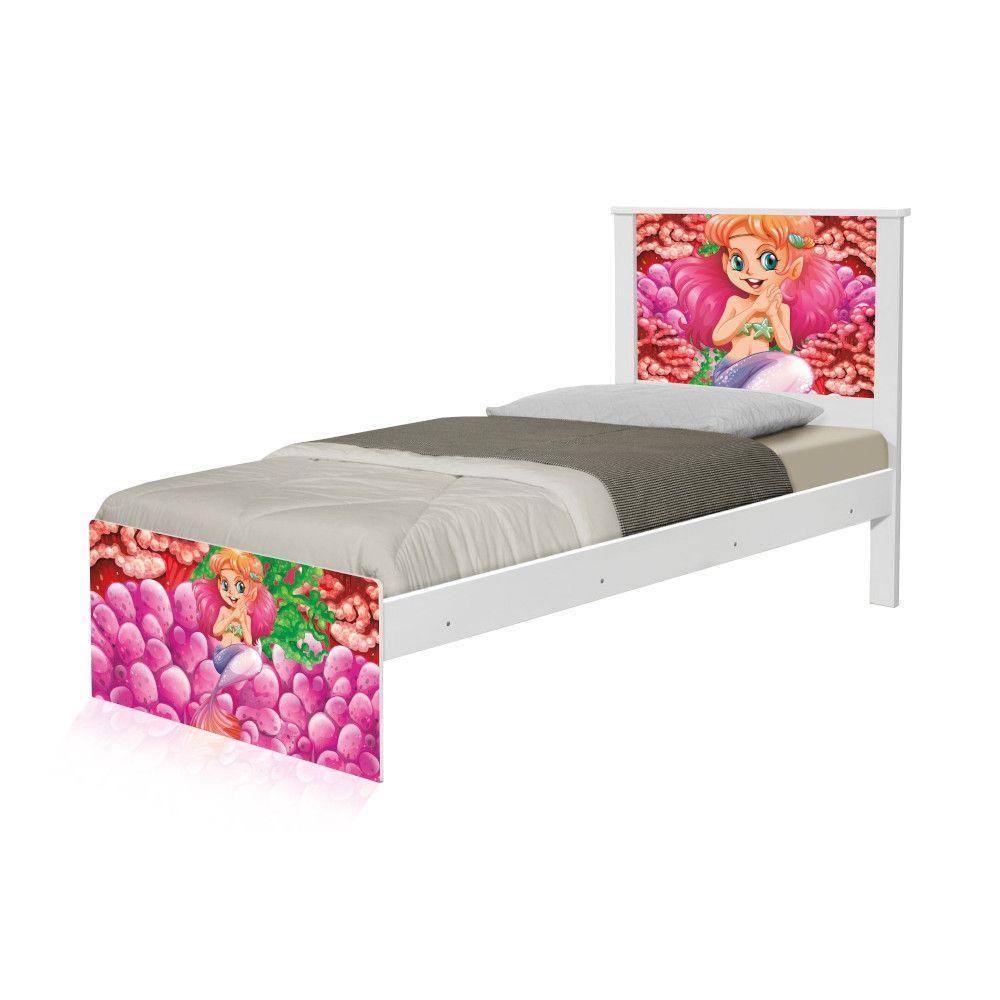Cama Solteiro Adesivada Sereia E Corais - 5