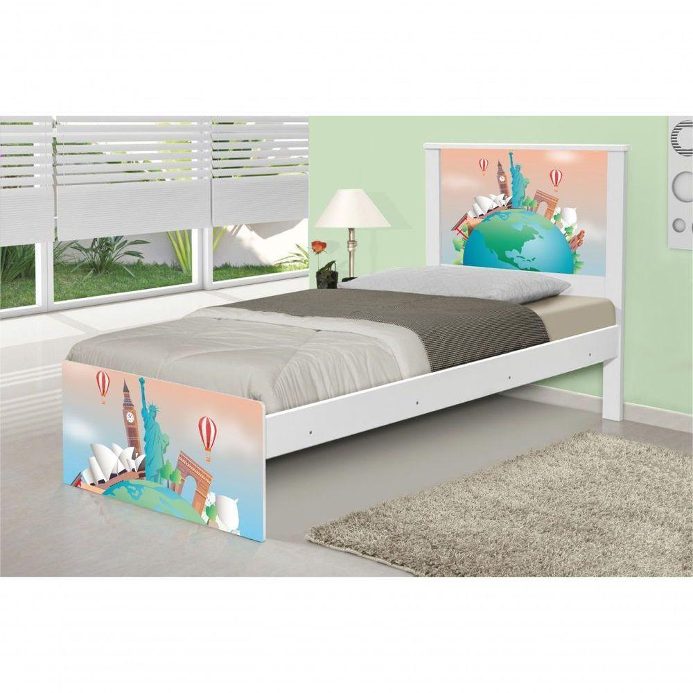 Cama Solteiro Adesivada Volta Ao Mundo - 1