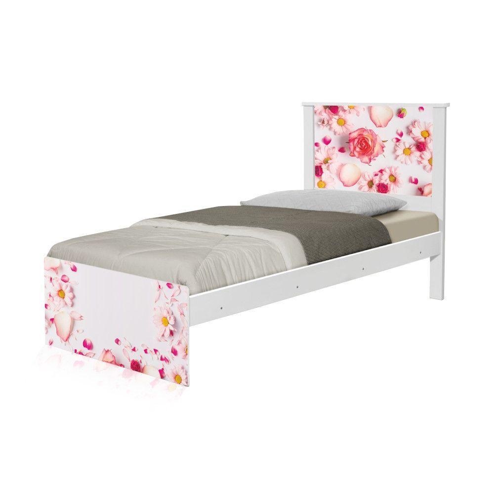 Cama Solteiro Adesivada Rosas Com Colchão - 5