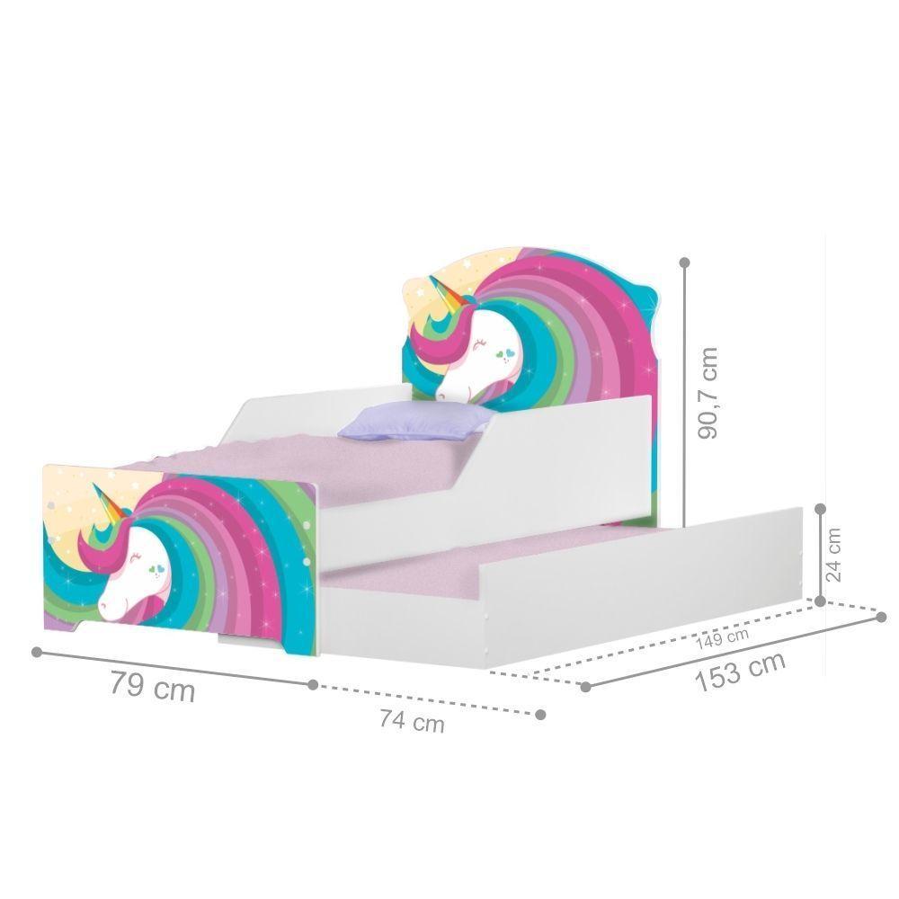 Mini Cama Infantil Com Auxiliar Lindo Unicórnio Com Colchões - 3
