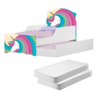Mini Cama Infantil Com Auxiliar Lindo Unicórnio Com Colchões - 1