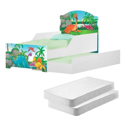 Mini Cama Infantil Com Auxiliar Dinos Amigos Com Colchões