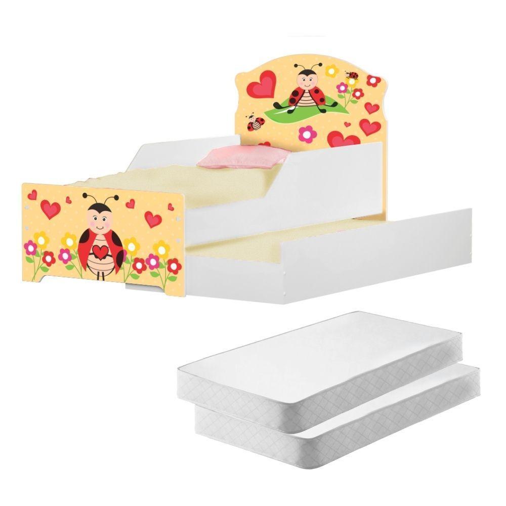 Mini Cama Infantil Com Auxiliar Menina Joaninha Com Colchões - 1