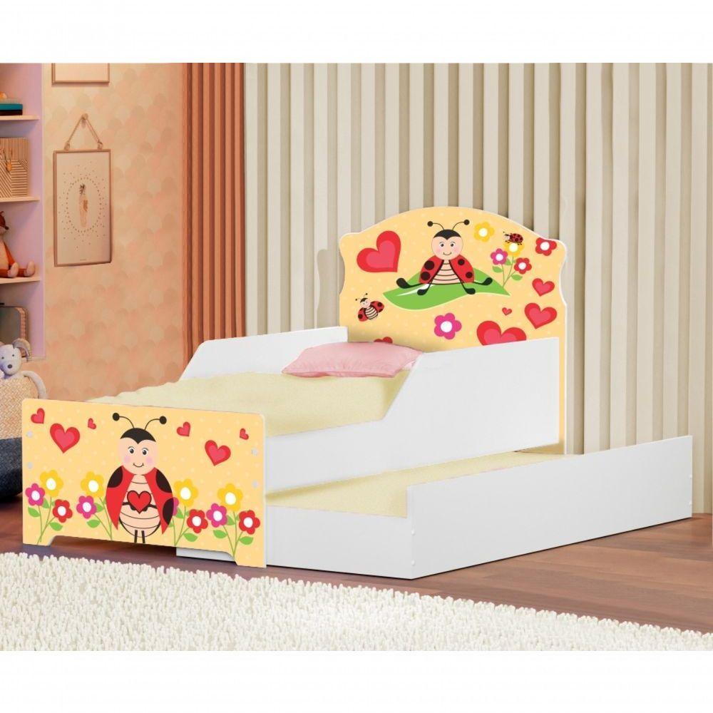 Mini Cama Infantil Com Auxiliar Menina Joaninha Com Colchões - 2