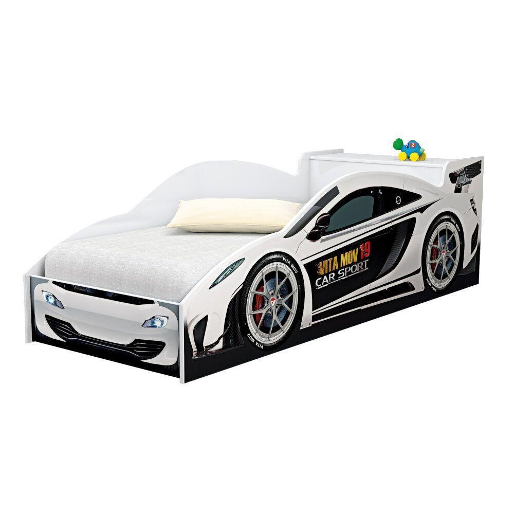 Cama Carro Com Baú Infantil Branco Com Colchão - 2