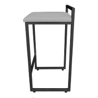 Banqueta Pietra Suede Cinza Base Preto
