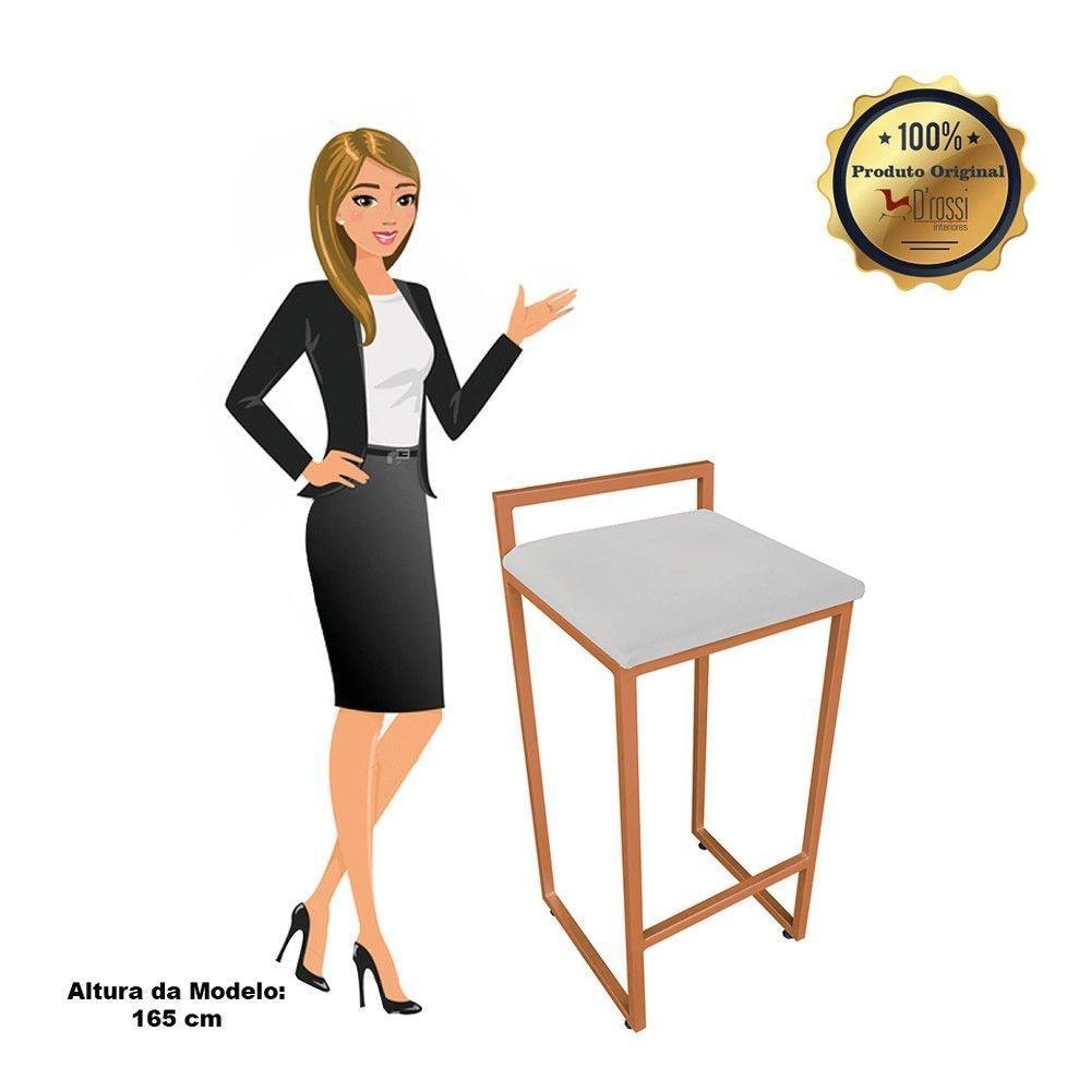 Banqueta Pietra Suede Cinza Base Cobre - 3