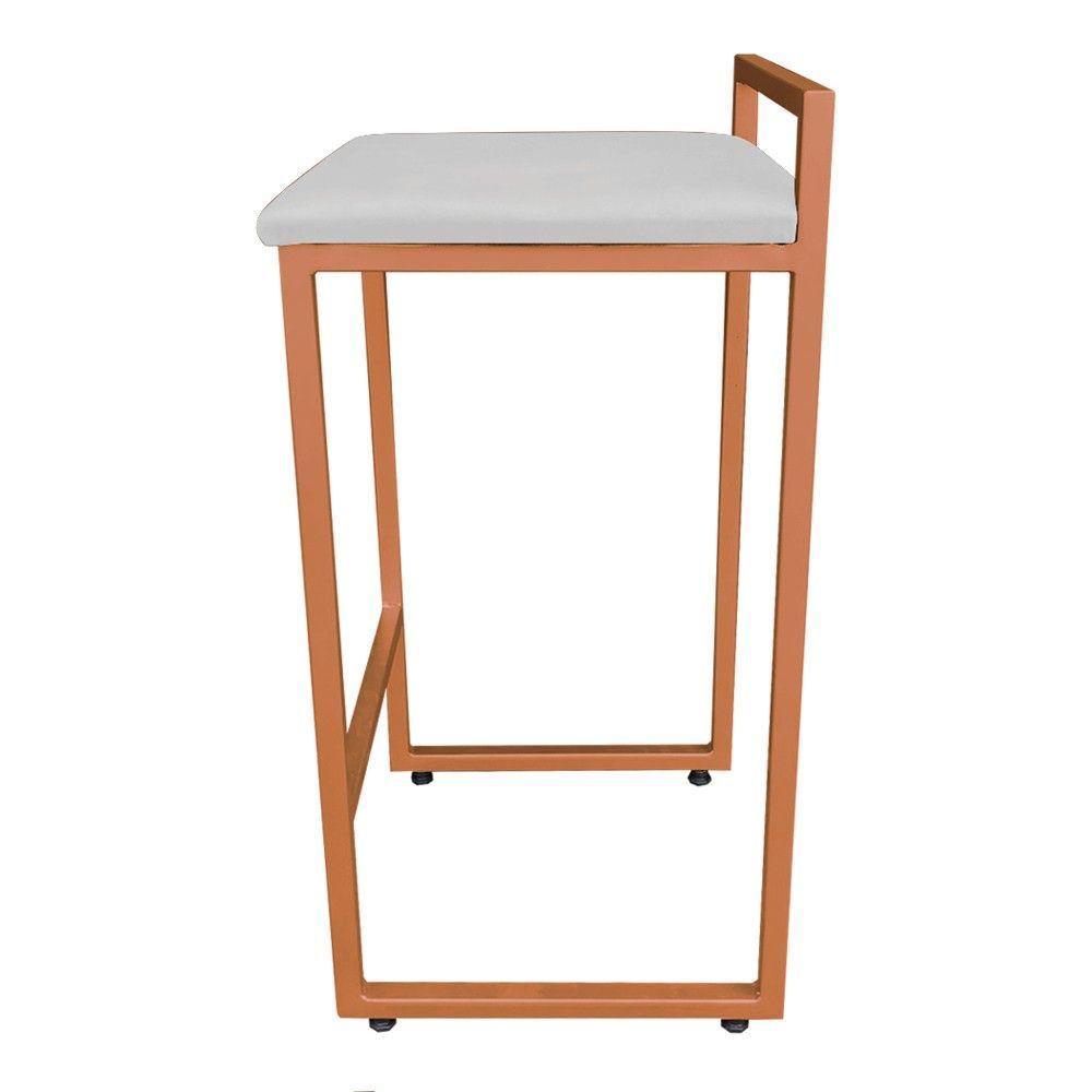 Banqueta Pietra Suede Cinza Base Cobre - 5