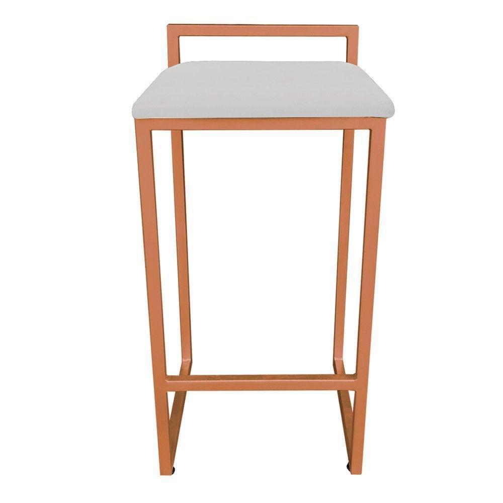 Banqueta Pietra Suede Cinza Base Cobre - 6