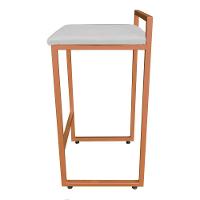 Banqueta Pietra Suede Cinza Base Cobre - 5