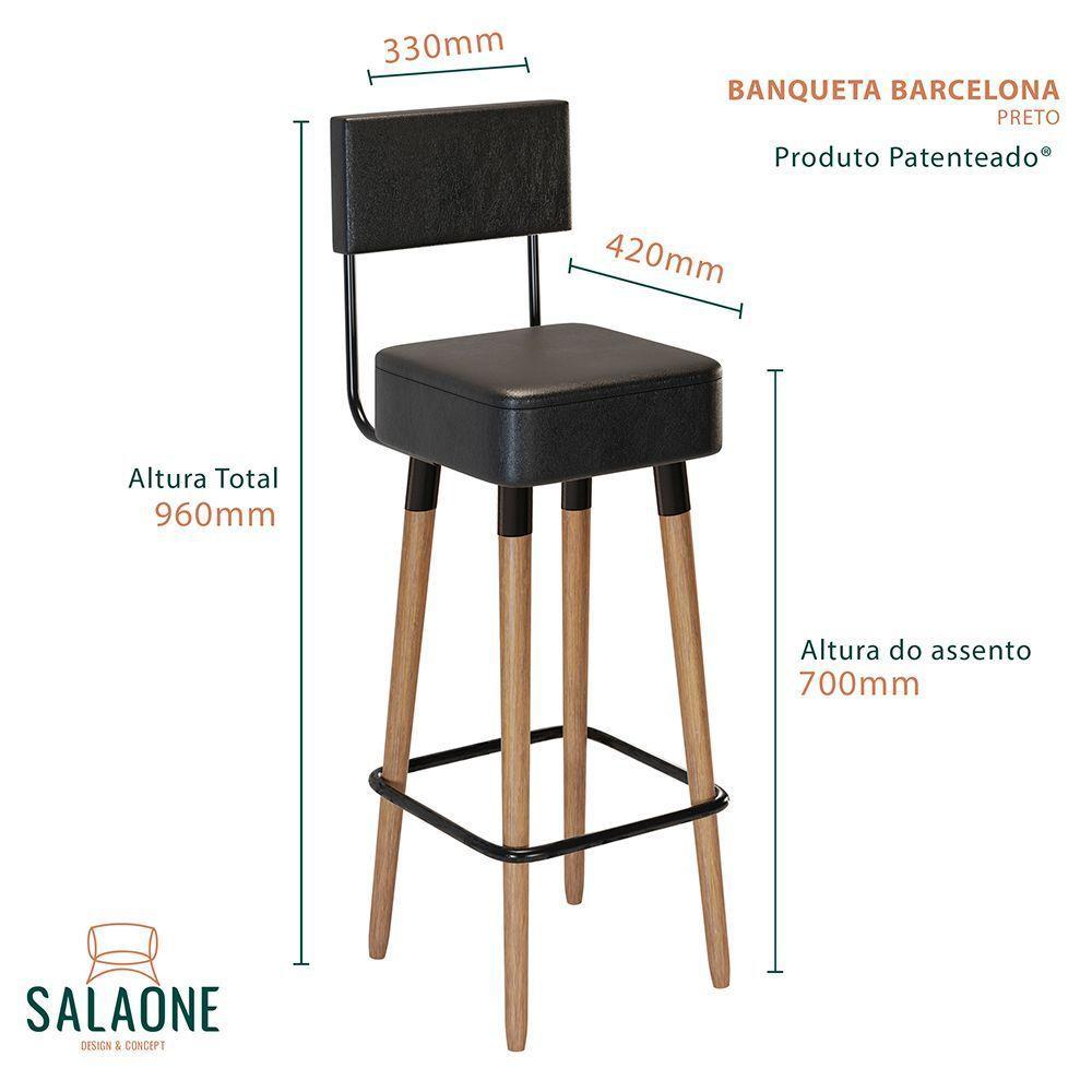 Kit 02 Banquetas Alta Corano Preto Pés Palito - 2