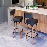 Kit 02 Banquetas Alta Corano Preto Pés Palito - 6