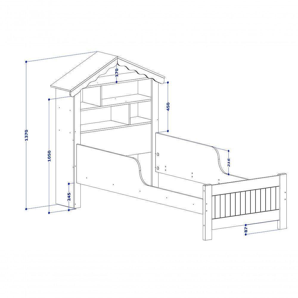 Cama Casinha De Boneca Com Nichos, Prateleira E Colchão Rosa - Vitamov - 3