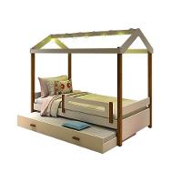 Cama Solteiro Com Auxiliar E Led Casinha Montessoriana Eliz Branco/Mel + 2 Colchões - Cor: Branco - 6