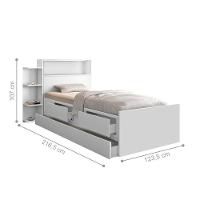 Bicama Solteiro Com Baú E Estante Branco - 5