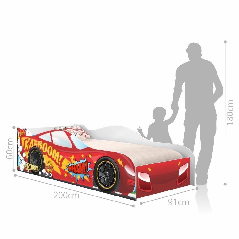 Cama Carro Kaboom Vermelho Solteiro Com Colchão - 4