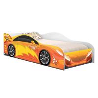 Cama Carro Menino Laranja Solteiro Com Colchão - 3