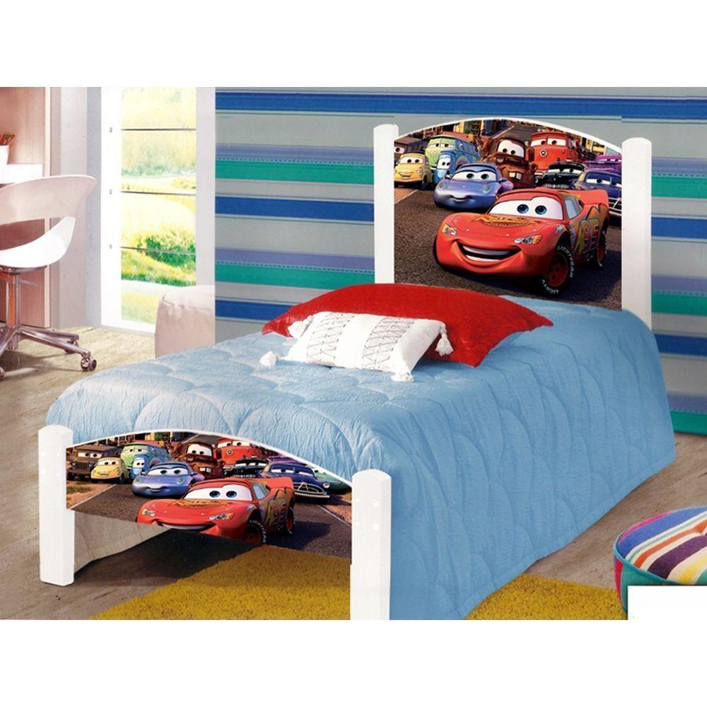 Cama Solteiro Infantil Carro Colchão Branco - 1