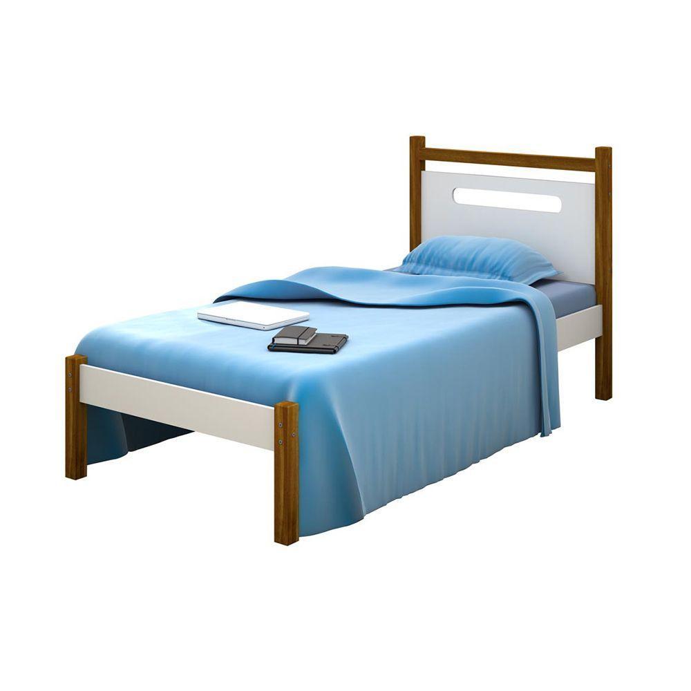 Cama De Solteiro Design Eloa Branco Com Mel - Cor: Branco - 3