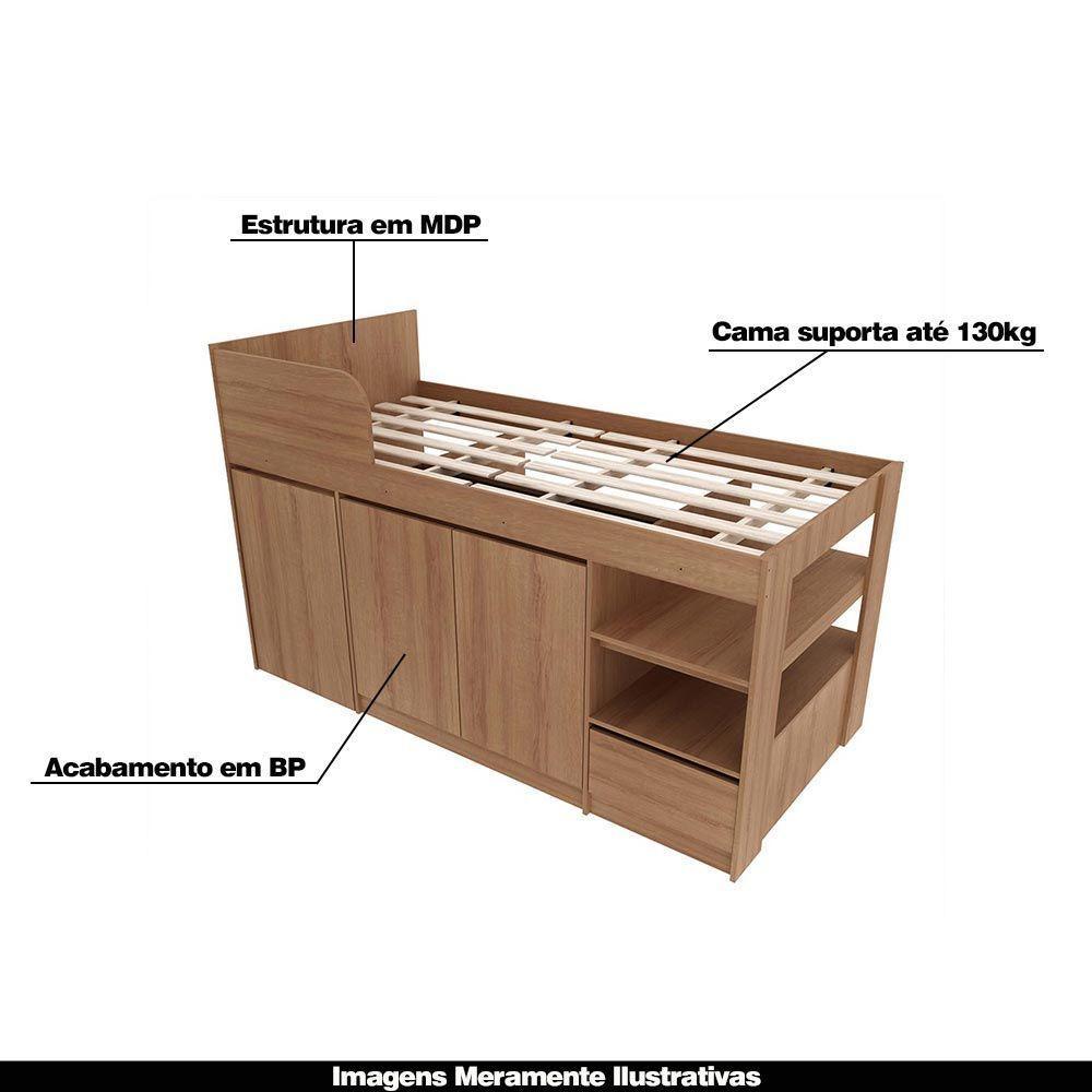 Cama Infantil Juvenil Multifuncional Cm8021 Mdp Amêndoa G69 - Gran Belo - 6