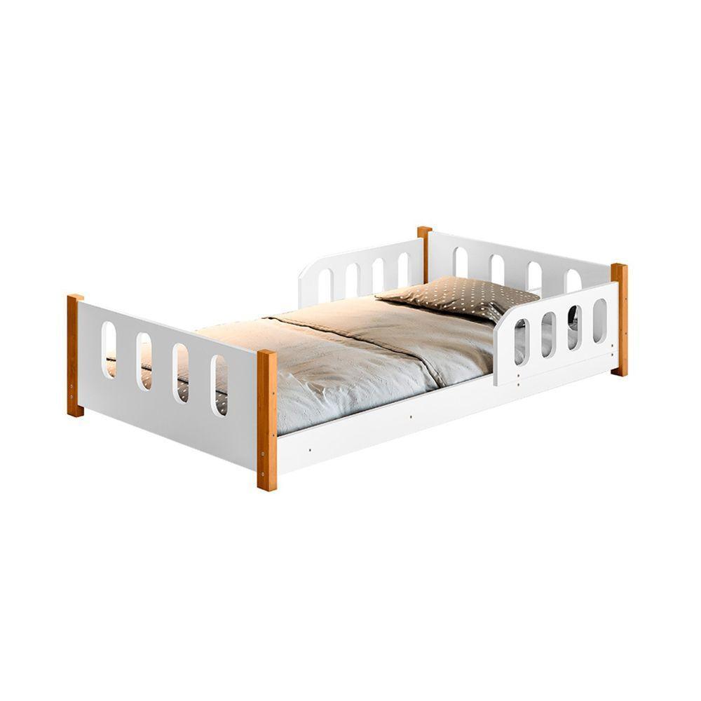 Cama Infantil Juvenil Camila Com Grade De Proteção- Branca - Cor: Branco - 3