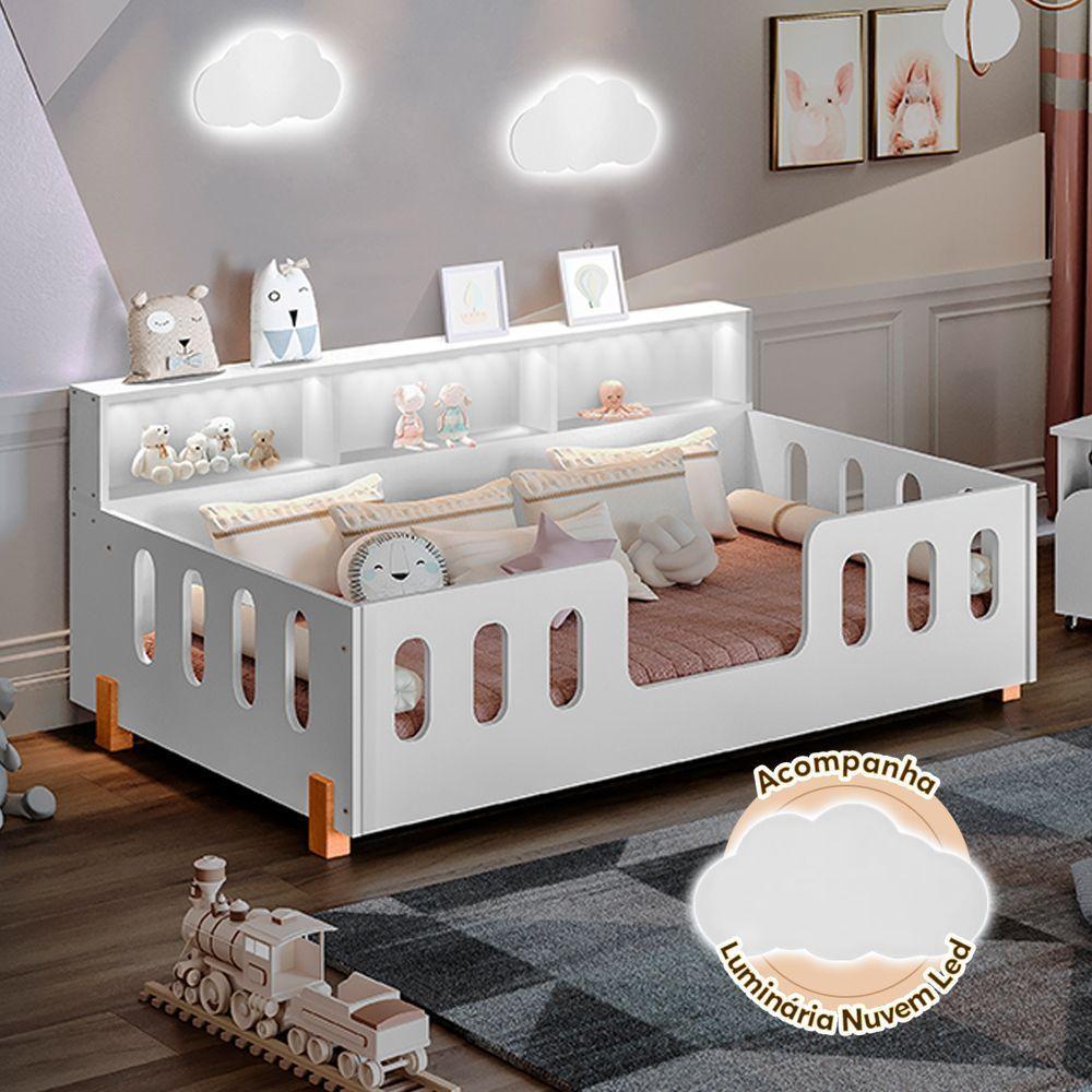Cama Infantil C/ Colchão E Nicho Branca Branco - 1
