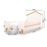 Cama Infantil Montessoriana Com Colchão E Escadinha Juvenil Ayla - Branca E Natural - Branco - 3